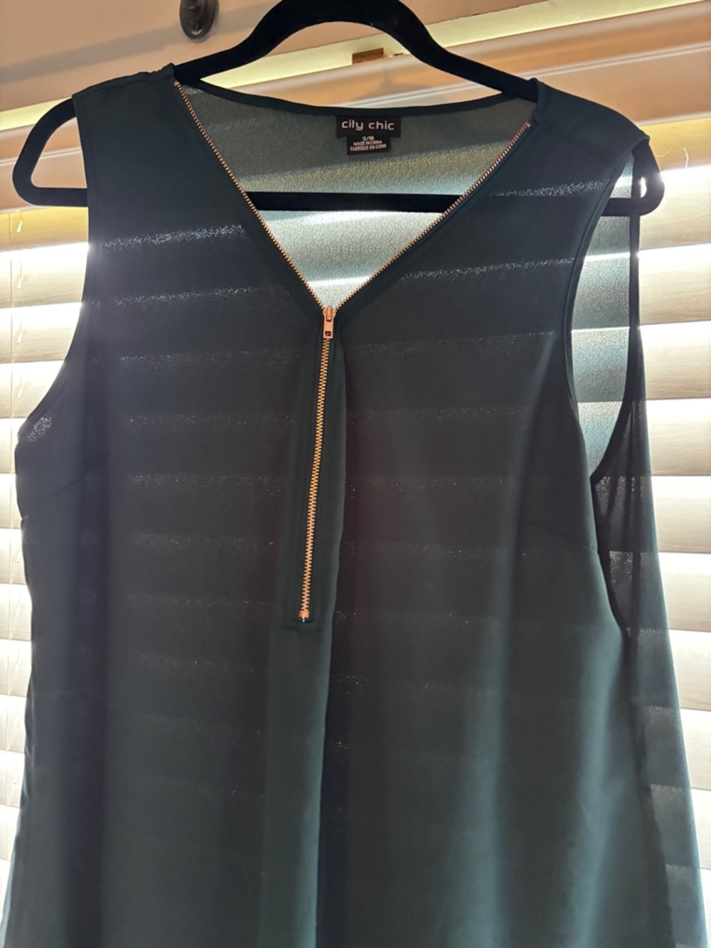 City Chic Green size 16 Sleeveless Zip-Front tank, night out